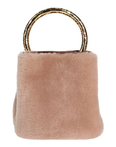 Marni Woman Handbag Blush Size - Bovine Leather, Brass, Shearling In Pink