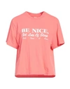 SPORTY AND RICH SPORTY & RICH WOMAN T-SHIRT CORAL SIZE M COTTON