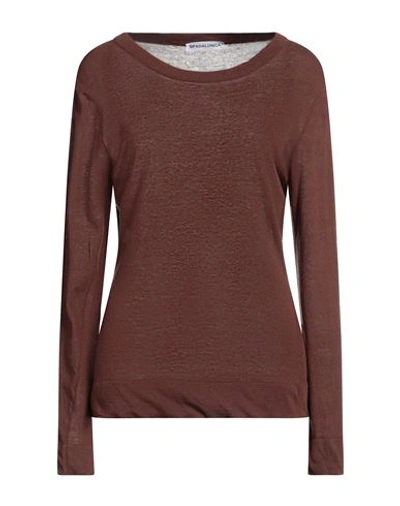 Spadalonga Woman Sweater Brown Size 6 Virgin Wool
