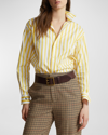 Polo Ralph Lauren Striped Cotton Shirt In Yellow White Stripe