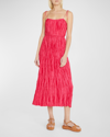 Ulla Johnson Orla Tie-shoulder Plissé Midi Dress In Orchid