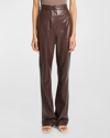 Nanushka Leena Long Sleeved Faux Leather Shirt In Coffee Ground