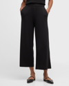 Eileen Fisher Cropped Wide-leg Jersey Pants In Black