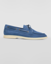 Loro Piana Sea-sail Walk Loafers In Navy Blue Suede In Denim
