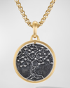 David Yurman Men's Life And Death Duality Amulet In Sterling Silver With 18k Yellow Gold, 30mm