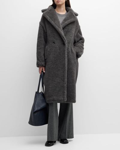 Max Mara Teddy Bear Icon Alpaca And Wool-blend Coat In Grey