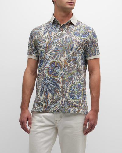 Etro Men's Paisley-print Polo Shirt In Multicolor