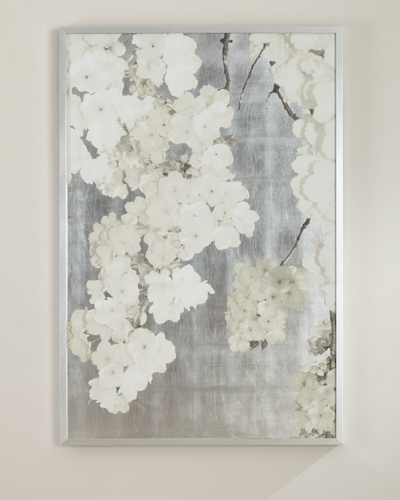 Wendover Art Group White Blossoms On Silver Giclee Wall Art In Gray