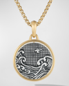 David Yurman Men's Water And Fire Duality Amulet In Sterling Silver With 18k Yellow Gold, 30mm