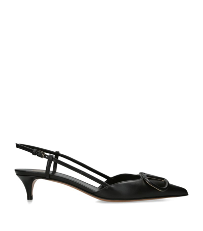 Valentino Garavani Leather Vlogo Signature Pumps In Black