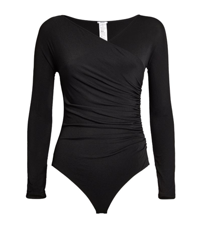 Wolford Gathered Cache-couer Bodysuit In Black
