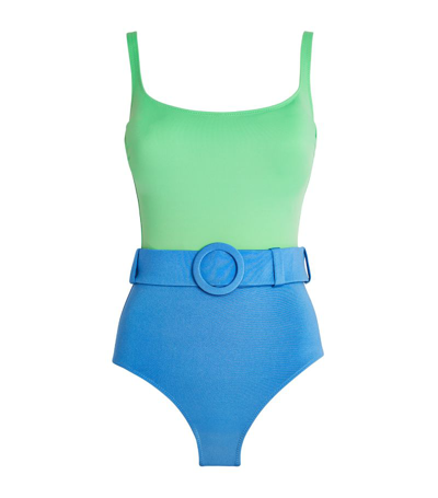 Evarae Women's Cassandra Belted One-piece Swimsuit In Marine Blue Green