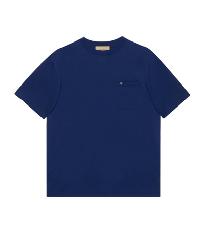 Gucci Embroidered Double G T-shirt In Blue