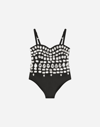 Dolce & Gabbana Stretch Satin Bodysuit With Fusible Rhinestones In マルチカラー