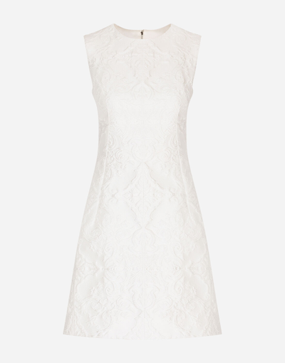 Dolce & Gabbana Short Brocade Dress In White