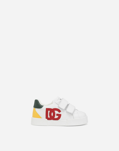 Dolce & Gabbana Babies' Calfskin Portofino Sneakers In Multicolor