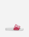 Dolce & Gabbana Rubber Beachwear Sliders In Multicolor