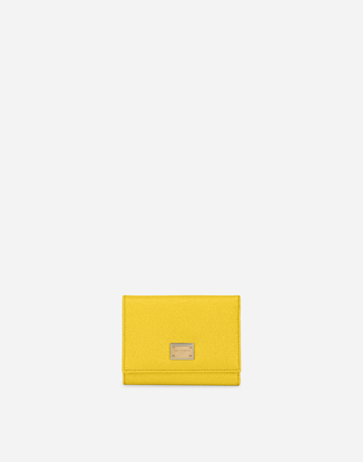 Dolce & Gabbana Dauphine Calfskin French-flap Wallet In Yellow