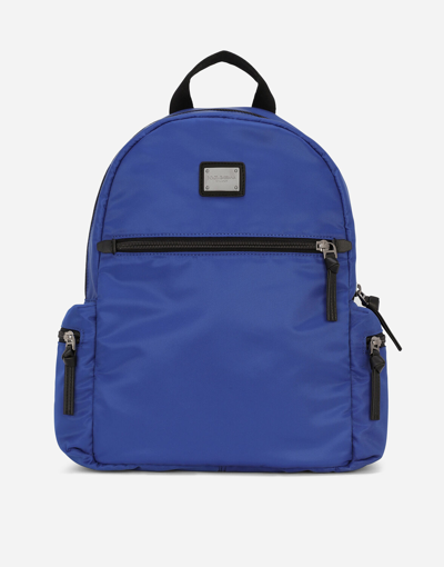 Dolce & Gabbana Kids' Nylon Backpack In Blue
