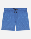 DOLCE & GABBANA NYLON SWIM TRUNKS WITH JACQUARD DG LOGO