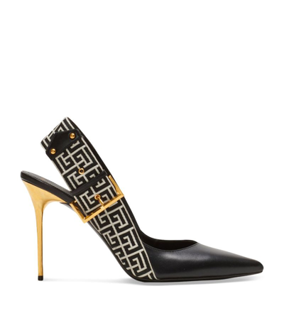 Balmain Ruby Monogram Slingback Pumps In Black