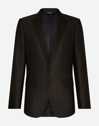 Dolce & Gabbana Lamé Silk Jacquard Martini-fit Tuxedo Suit In Multicolor