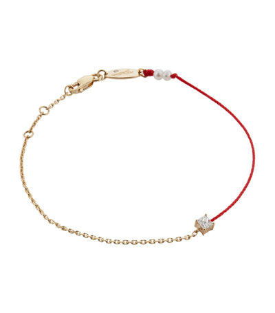Redline Yellow Gold And Diamond Royal 10 Year Anniversary Bracelet In Red