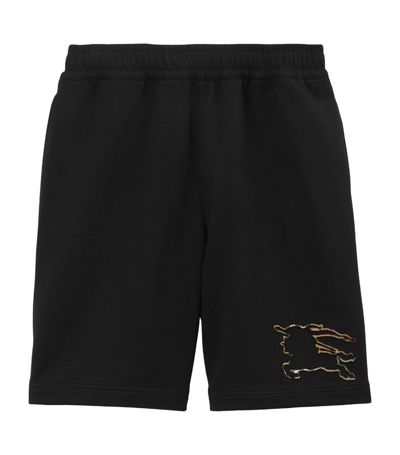 Burberry Ekd-motif Cotton Shorts In Black