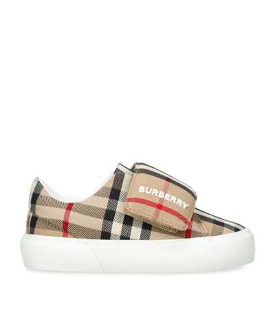 Burberry Kids' Vintage Check Canvas Sneakers In Beige