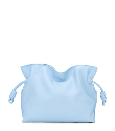 Loewe Womens Dusty Blue Flamenco Leather Clutch Bag