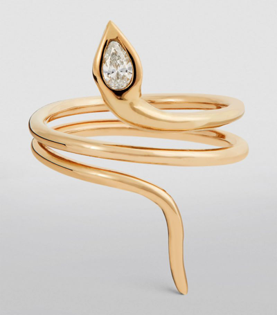 Jacquie Aiche Yellow Gold And Diamond Teardrop Snake Ring