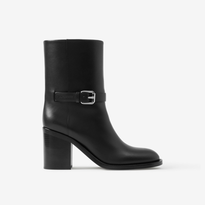 Burberry Leather Ankle Boots In Black