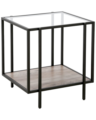 Abraham + Ivy Vireo Blackened Bronze Side Table With Gray Oak Shelf