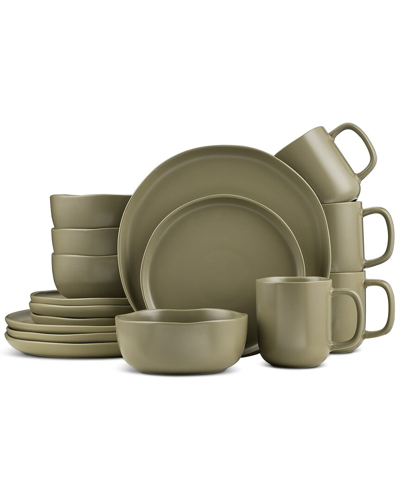 Stone Lain Tom 16 Pc. Dinnerware Set, Service For 4 In Olive Green