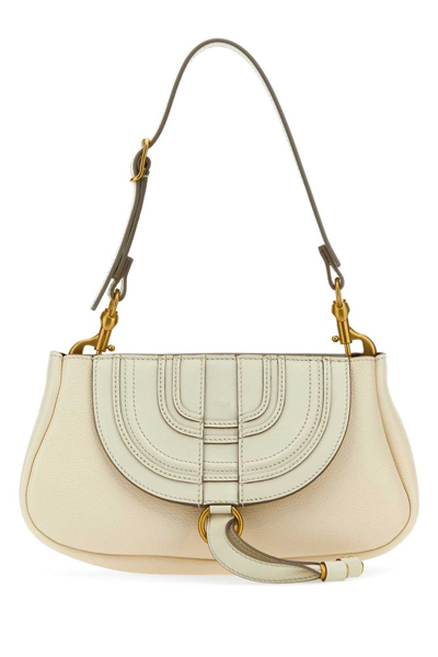 Chloé Marcie Small Shoulder Bag In Beige