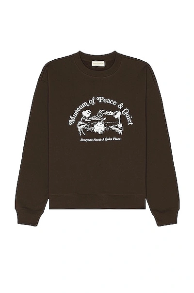 Museum Of Peace And Quiet Quiet Place Logo-print Cotton-jersey Sweatshirt In Brown