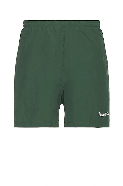 Museum Of Peace And Quiet Green Wordmark Shorts In Pine