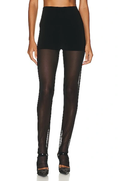 Norma Kamali Legging With Mesh Bottom Footie In Black