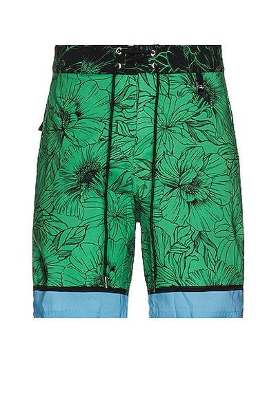 Agua Bendita Men's Sati Floral Drawstring Shorts In Green