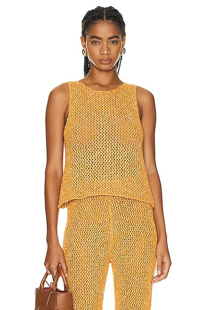 The Elder Statesman Como Cross Net Tank In Gold Speckle