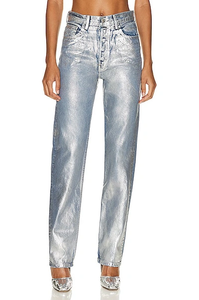 Eb Denim Women's Foil High-rise Straight-leg Jeans In Silver
