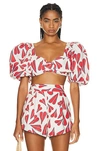 ADRIANA DEGREAS HEART CROPPED BLOUSE