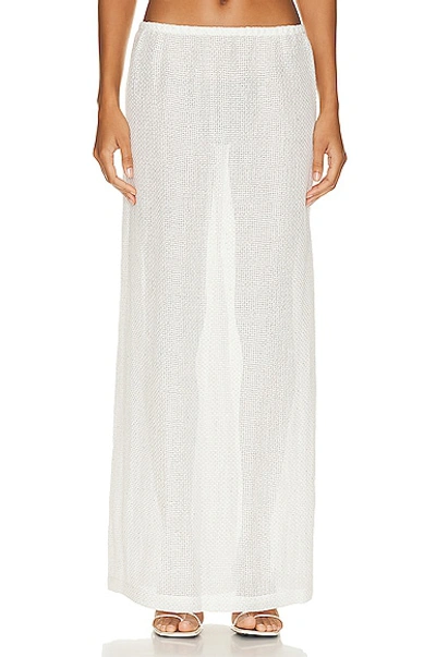 Leset Stella Linen-blend Maxi Skirt In White