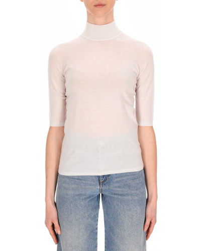 Max Mara High Neck Half In White