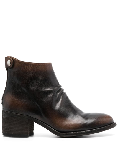 Officine Creative Stacked-heel Leather Boots In Brown