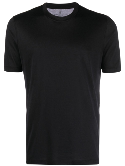 Brunello Cucinelli Crewneck Cotton-silk T-shirt In Black