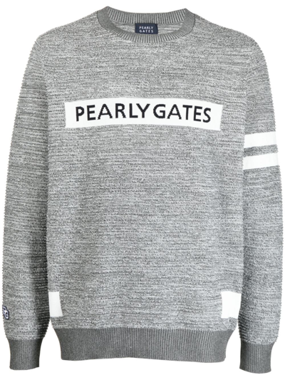 Pearly Gates Intarsia-knit Logo Jumper In Grey
