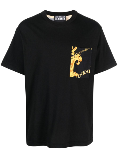 Versace Jeans Couture Baroque-pattern Cotton T-shirt In Black