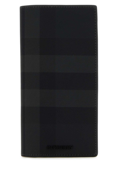 Burberry Check Printed Folded Wallet In Grey