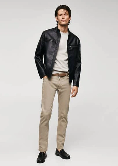 Mango Man Nappa Leather Effect Jacket Black